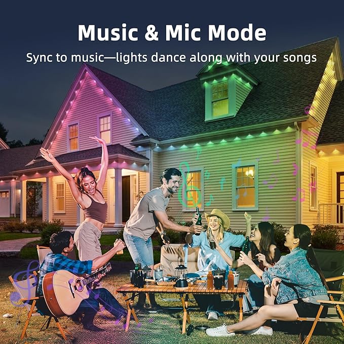 100FT Permanent Outdoor Lights for HouseRGB LED Eaves Lights with IP67 Waterprooff Smart App Remote Control Music Sync for ChristmasDaily &amp Holiday Party Decor