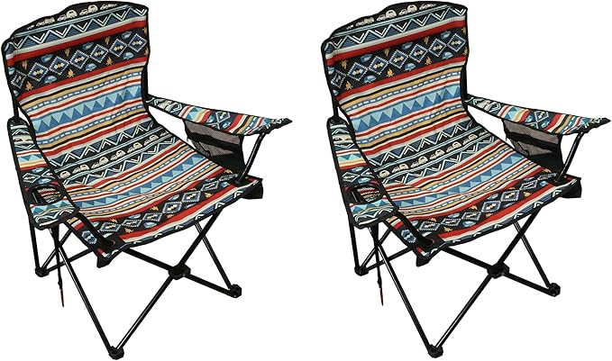Wilcor Camp Chair | Set of 2 | Folding Portable Outdoor Lawn Chair for Camping or Beach | Attached Bottle Opener | Lightweight Festival Chairs for Adults (RV Southwest)