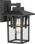Outdoor Light Fixture HWH Large Outdoor Wall Lantern 1-Light Exterior Wall Mount Light with Seeded Glass Matte Black Finish 15 Height HX1B BK (Large)