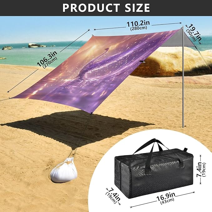 Camping Sun Shelters Purple Phoenix in Wonderland Beach Canopy 126 * 110.2in