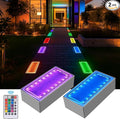 Solar Paver Color Changing Lights 8x4 Solar Pavers Light Outdoor Recessed Brick Pathway Lights IP67 Waterproof Landscape Lighting for GroundWalkway Garden Pool Patio Driveway2 Pack (RGBW)