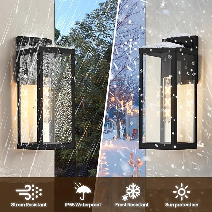 Black Outside Lights for House 15 H Outdoor Wall Sconce Waterproof Large Exterior Light Fixtures for Garage Doorway Porch Patio1 Pack