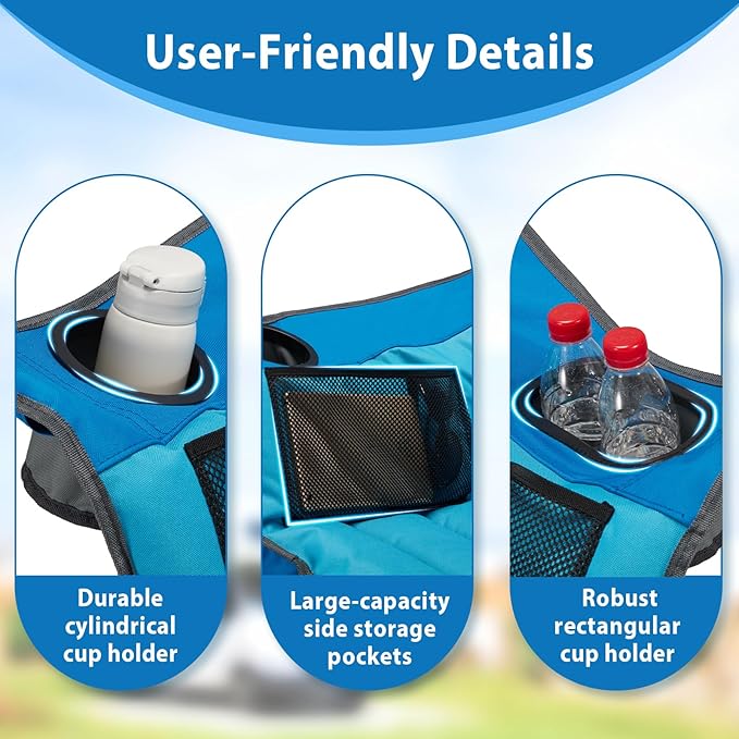 Oversized Camping Chair Portable Folding Camping Chairs with Side Pocket Cup Holder and Carry Bag Heavy Duty Outdoor Camping Chairs for Adults Fishing Sports Trip up to 400lbs Style 1
