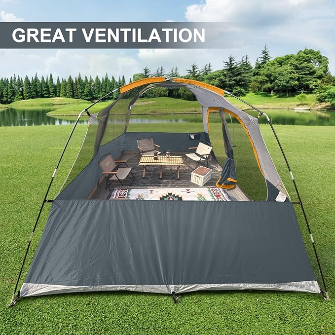 CAMPROS CP Upgraded 6/8 Person Camping Tents Waterproof Windproof Family Tent with Larger Mesh Windows &amp Door Double Layer Easy Set Up All-Season Dome Tent with Top Rainfly &amp Carry Bag