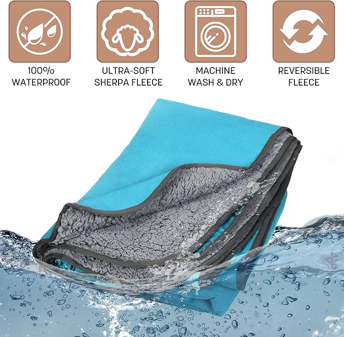 Tirrinia Waterproof Outdoor Blanket with Sherpa Lining Windproof Triple Layers Warm Comfy Foldable for Camping Stadium Beach Picnic Grass Concerts Car Dog 51''X 59'' &amp 59''X 80''