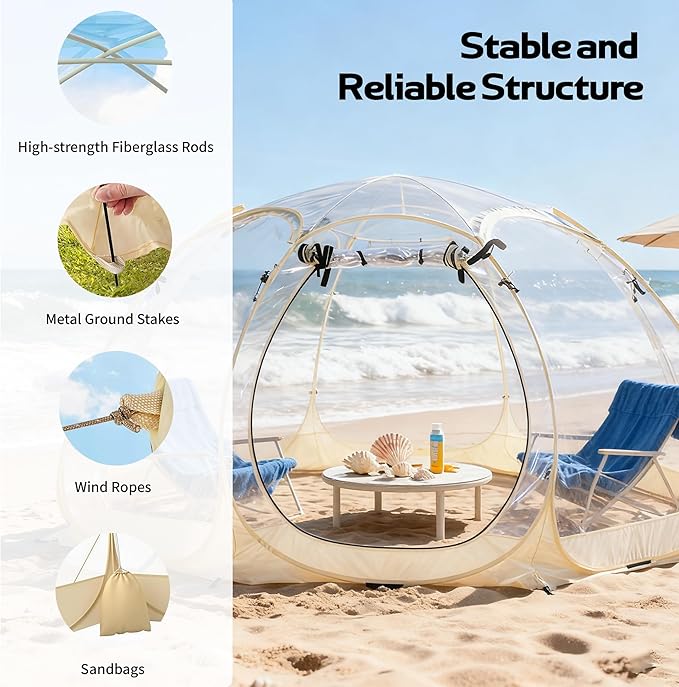 Pop Up Bubble Tent 12 x 12 FT Instant Igloo Tent Suitable for 8-10 People Screen House for Patios Cold