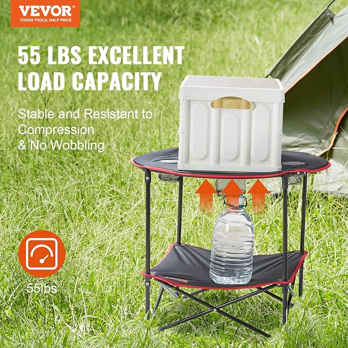VEVOR Folding Camping Table Outdoor Portable Fold Up Lightweight Side Table for BBQ Tailgating Picnic Travel Hiking Fishing