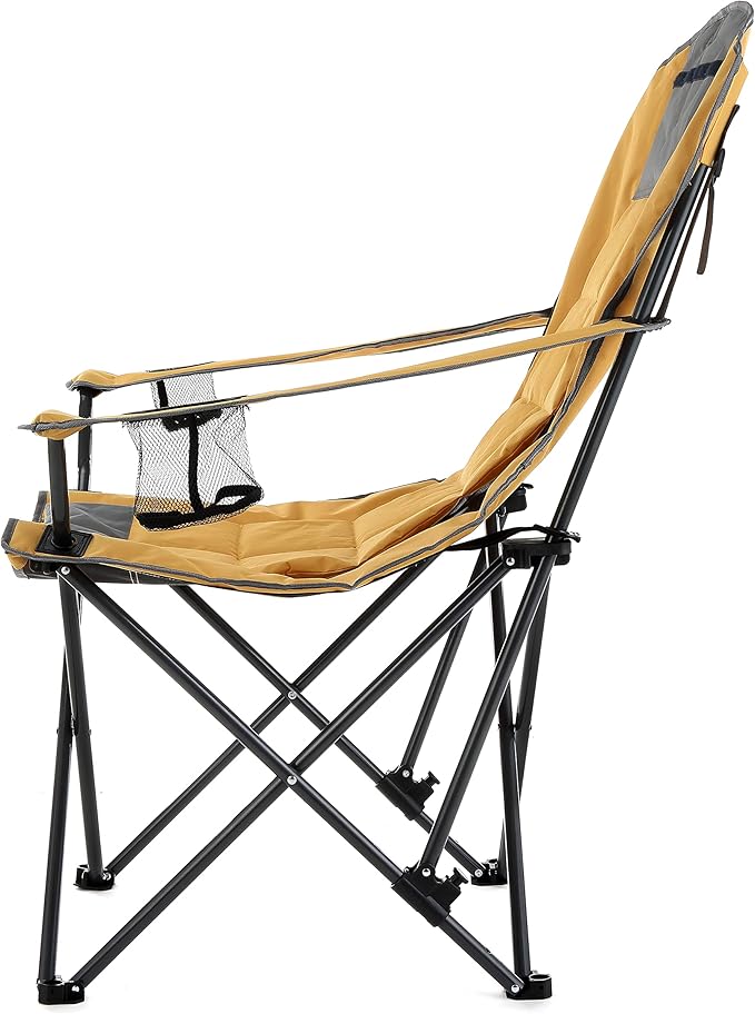 Arrowhead Outdoor Portable Folding Hybrid 2-in1 Camping Chair Adjustable Recline Vent Padding Cup Holder &amp Storage Pouch Heavy-Duty Oversize Supports 300lbs Includes Bag USA-Based Support