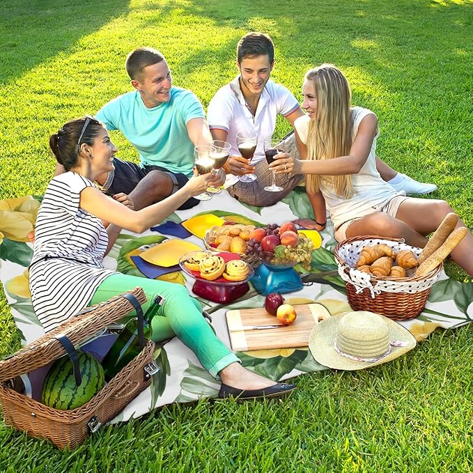 Waterproof Sandproof Beach Blanket 59''×68'' Jungle Bird Polyester Outdoor Picnic Blanket with 4 Stakes &amp Storage Bag for BeachCampingVacation Parrot