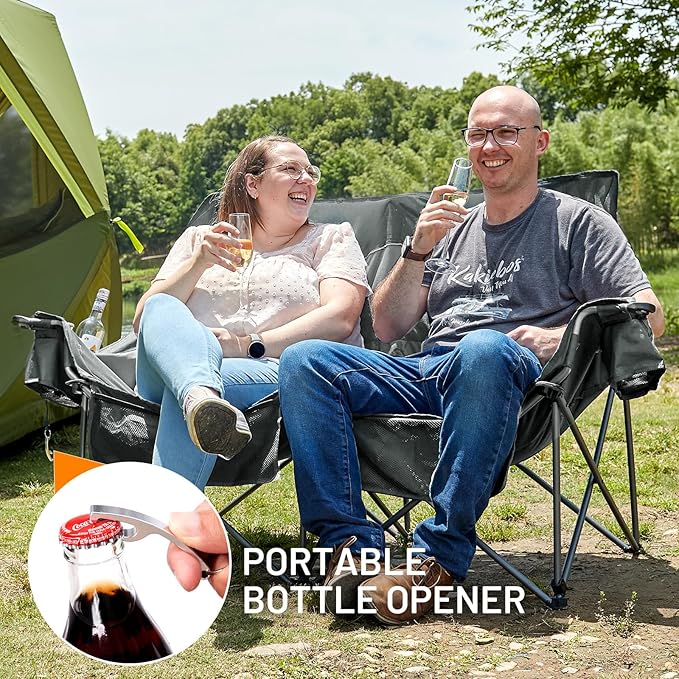 Timber Ridge 600 lbs Double Camping Chair Ultra-Wide Heavy Duty Outdoor Folding Camp Couch Loveseat Camping Chairs Perfect for Campsites Patio/Lawn Soccer Games or Other Youth Sports Supports