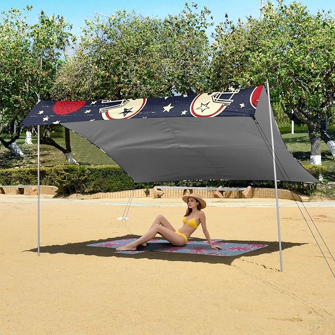 Rugby Pattern (57) Camping Sun Shelter Beach Tent Portable Beach Sun Shade Outdoor Canopy for Camping Trips Fishing Picnic