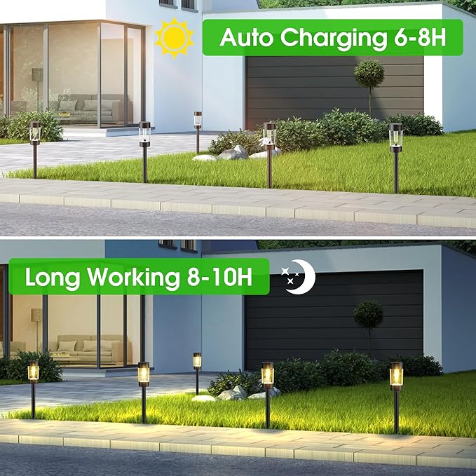 Solar Lights Outdoor 12 Pack Waterproof Solar Landscape Lighting for Pathway Garden Yard Path Walkway Driveway Lawn Patio Outside Decor Warm White