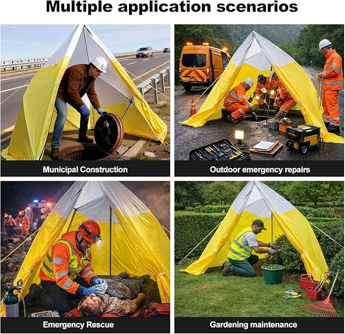 Instant Pop-Up Emergency Shelter 30-Second Setup All-Weather Work Tent for Disaster Relief First Aid Outdoor Survival &amp Worksites Waterproof &amp Windproof 6.6ft x 6ft x 6.2ft