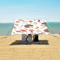 Cute Hedgehogs and Forest Mushrooms Camping Sun Shelter Beach Tent Portable Beach Sun Shade Outdoor Canopy for Camping Trips Fishing Picnic