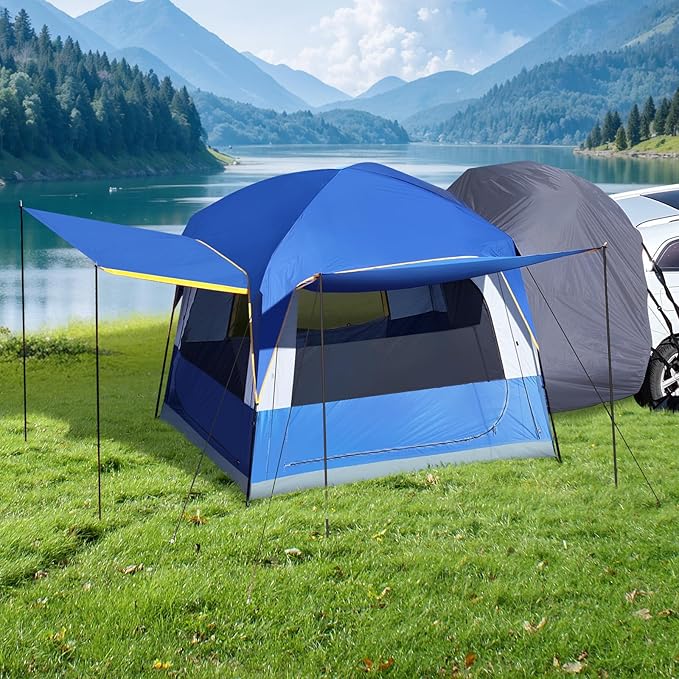 SUV Tent for Camping SUV Camping Tent with Awnings Waterproof Blow Up Tent Easy Setup Car Truck Camping Tent