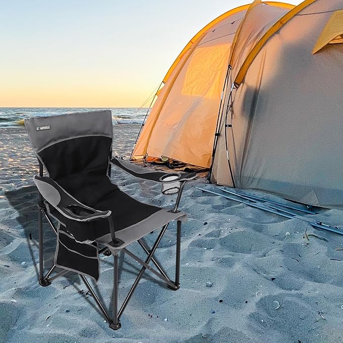 CAMPHILL Oversized Portable Camping Chairs Collapsible Outdoor Chairs with Pocket and Cup Holders Carry Bag for CampingTailgatesBeachand Sports