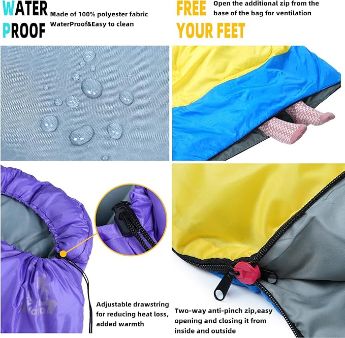 Sleeping Bags for Adults Kids - 3 Season Cold&ampWarm Weather Waterproof Camping Sleeping Bags - Lightweight Sleeping Bags for Camping Hiking Outdoor Travel