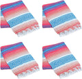 La Montana Mexican Blankets and Throws 4 Pack 74x50 - Made in Mexico Lightweight Yoga Blanket for Schools Studios Outdoors Camping Picnic Decor - Washable Turquoise/Coral/Melon/White
