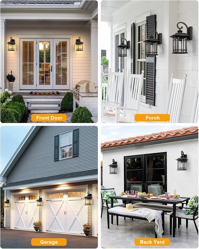VIANIS 16.7 in Large Oil Rubbed Bronze Porch Lights Outdoor Dusk to Dawn Outdoor Lights for House Waterproof Outside Wall Light Fixtures for House Garden Garage Entryway Anti-Rust