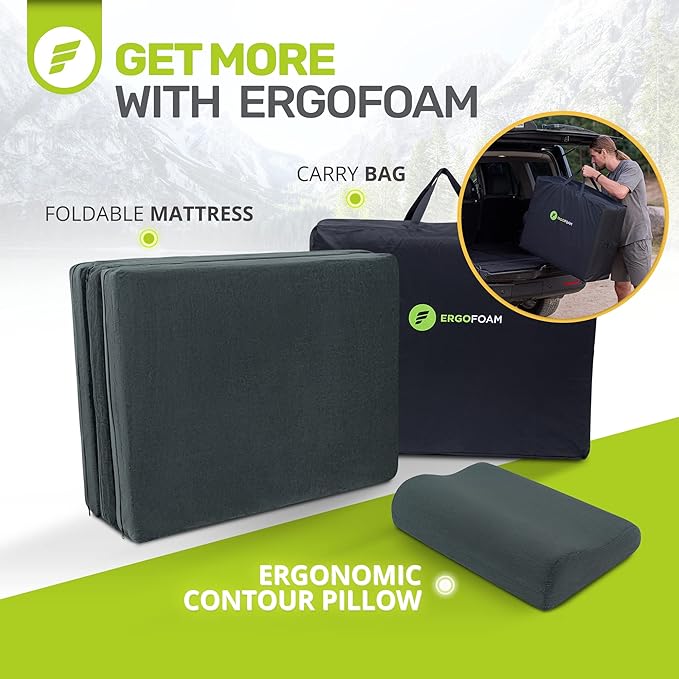 Sleeping Pad for Camping Mattress – Thick Extra Supportive 2-Layer Foldable Mattress with High-Density Foam &amp Memory Foam – Water-Resistant Nonslip Portable Bed by ErgoFoam