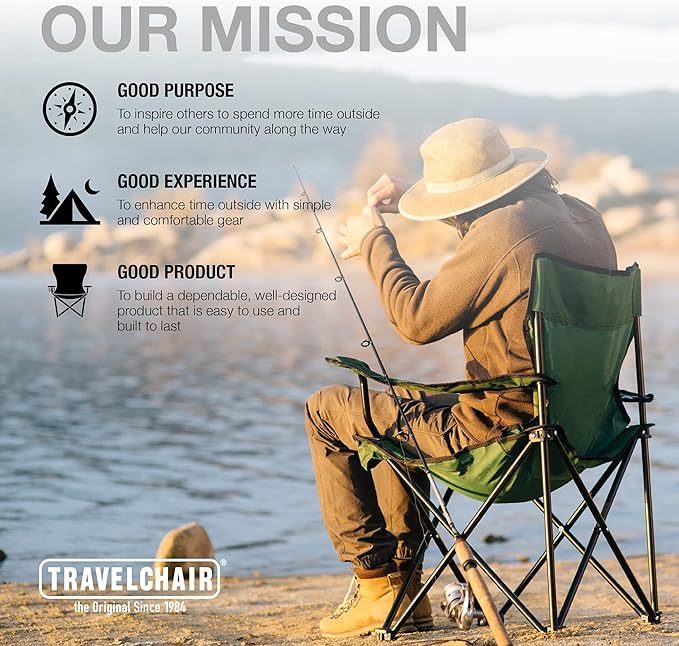 Travel Chair C-Series Rider Chair Foldable and Portable Camping Chair Black