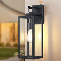 GRUENLICH Dusk to Dawn Outdoor Wall Light Fixtures 18 Inch Black Exterior Waterproof Porch Sconce Lighting E26 Socket &amp Tempered Glass Double Extra Large Size Wall Lantern for Patio Garage 1-P