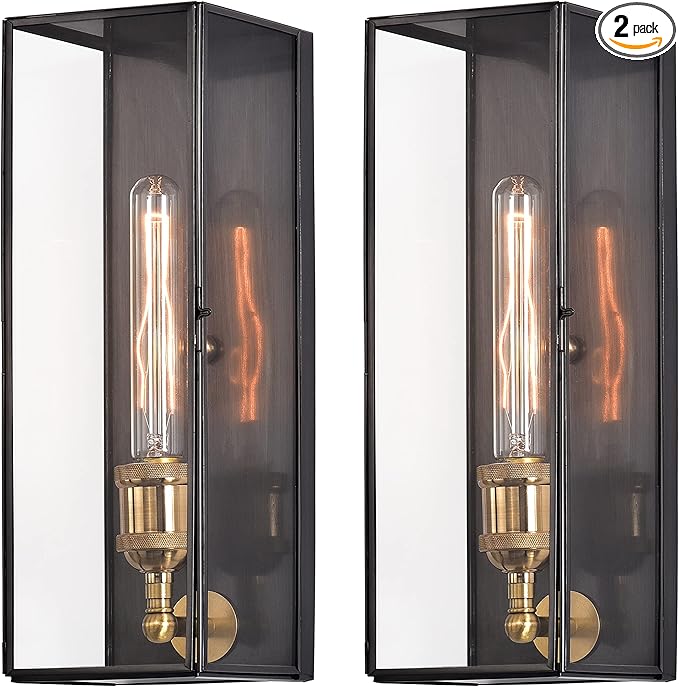 c cattleya Outdoor Wall Lanterns Set of Two Solid Brass Waterproof Exterior Light Fixtures Front Porch Lights Outside Sconces Wall Lighting for House Patio Yard Garage Hallway Entrance