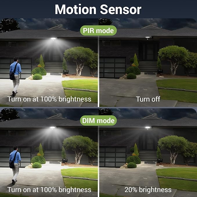 NOVOSTELLA Security Lights Motion Sensor 1Pack LED Flood Lights Outdoor with Remote Dusk to Dawn 45W 5000lm 5000K 3 Heads Wired Wall Adjustable Floodlights IP65 Waterproof for Garage Yard House