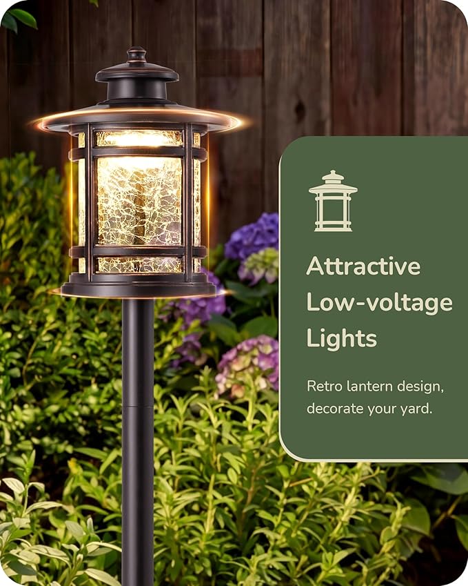 EDISHINE Low Voltage Pathway Lights 3.4W 155LM 12V 3000K Outdoor Pathway Lights Wired Waterproof Landscape Path Lights 50000H LED for Yard Garden Driveway 12 Pack