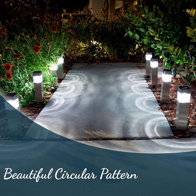 Morvat Solar Pathway Lights - 8-Pack Auto On/Off LED Solar Powered Outdoor Waterproof Landscape Lights for Garden Yard Lawn Patio Walkway Driveway Pathway &amp Lighting Dusk to Dawn - Square