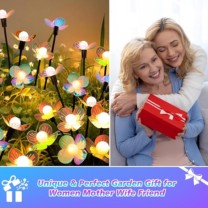 Solar Garden Lights 6 Pack 36 LED Solar Swaying Flower Light Waterproof Firefly Lights Outdoor Fairy Light for Garden Patio Yard Pathway Flower Bed Decoration