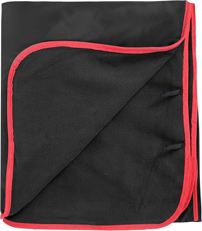 REDCAMP Large Waterproof Stadium Blanket for Cold Weather Soft Warm Fleece Camping Blanket Windproof for Outdoor Sports Blue/Red (Outer Black/Inner Black)