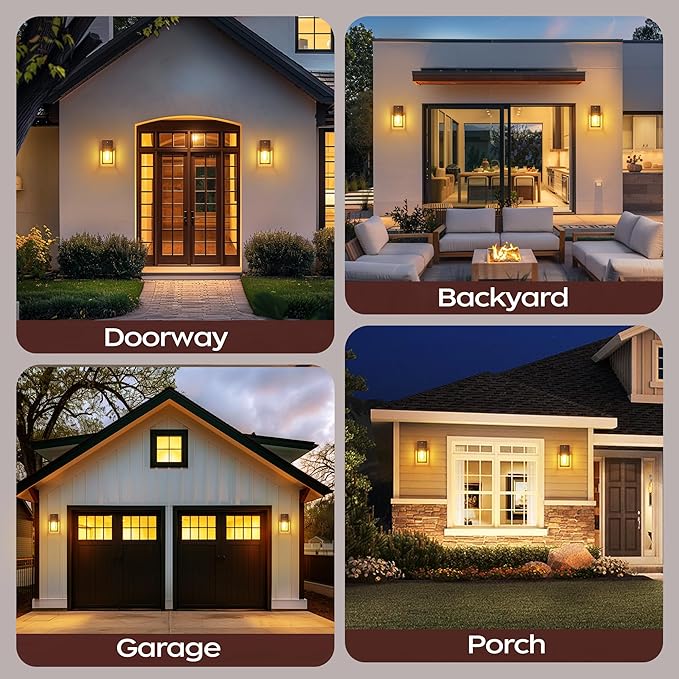 WIHTU Oil Rubbed Bronze Dusk to Dawn Porch Lights Fixtures - Outdoor Exterior Sensor Wall Sconce Lamp Waterproof Wall Lantern Anti Rust Coach Lights for Doorway Garage