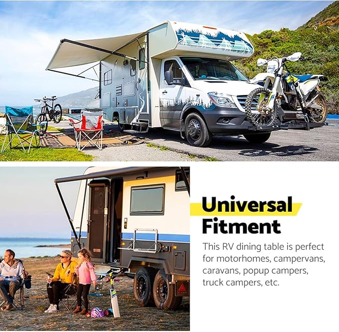 Lockable Wall-Mounted Picnic Table - Portable RV Folding Table for Campervans Trailers &amp Caravans Waterproof Lightweight Outdoor Camping Table (White 80x45cm)