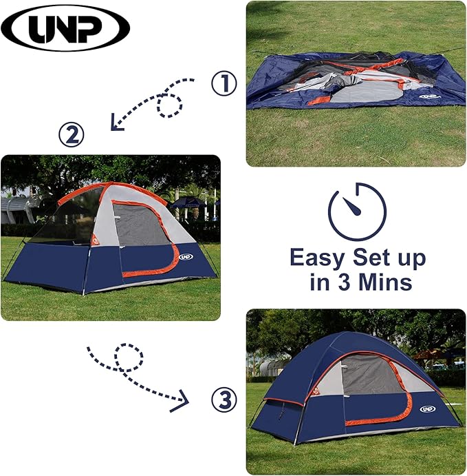 Camping Tent 2-4 Person Waterproof Windproof Tent with Rainfly Easy Set up-Portable Dome Tents for Camping…