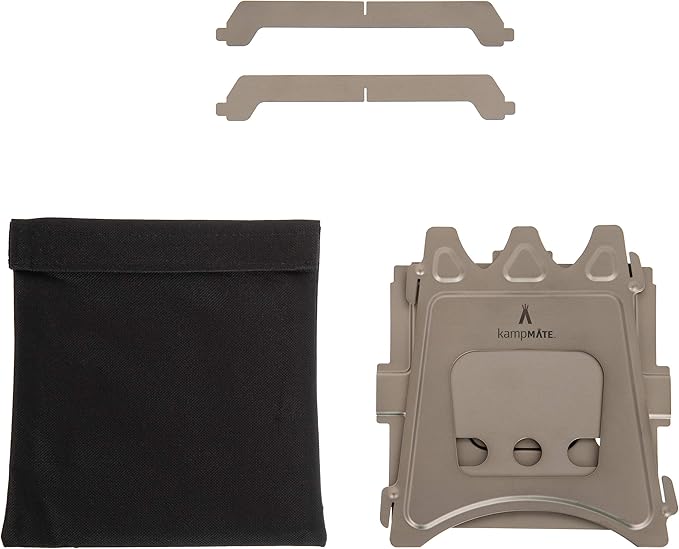 Portable Camping Stove Wood Wood Stove Camping Outdoor Compact Campfire Survival Cooking Gear Backpacking Stoves Emergency Backpack Stoves Hiking Burner Foldable with Nylon Case (Titanium)