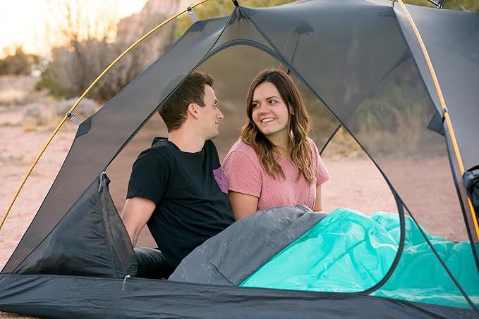 Teton Mammoth Queen Size Double Sleeping Bag- A Warm Bag The Whole Family can Enjoy – Great for Camping Hunting and Base Camp. Compression Sack Included 40F Teal