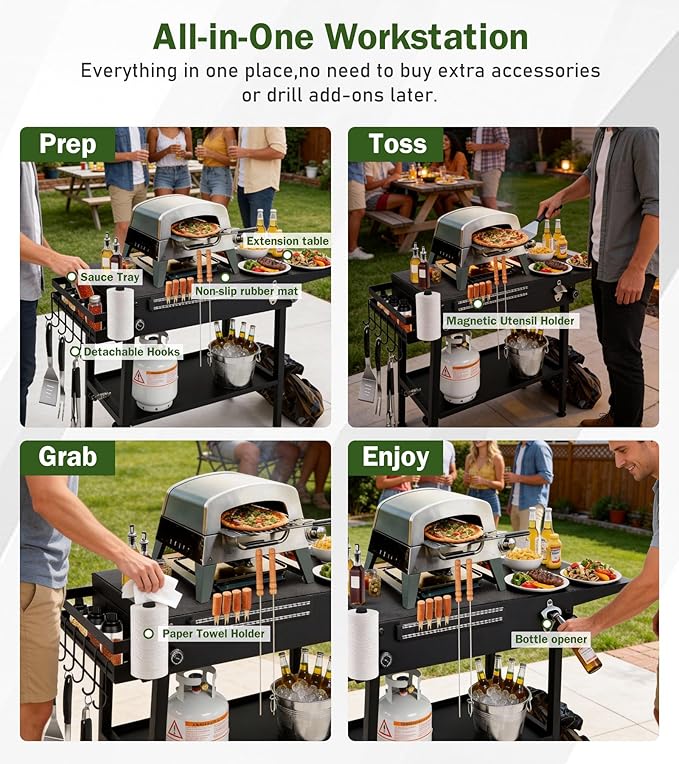 ELITEWILL Griddle Stand Fit for Blackstone 22 Inch &amp 17 Inch Portable Grill Stand With Wheels Large Space Outdoor Pizza Oven Table for Backyard Camping BBQ