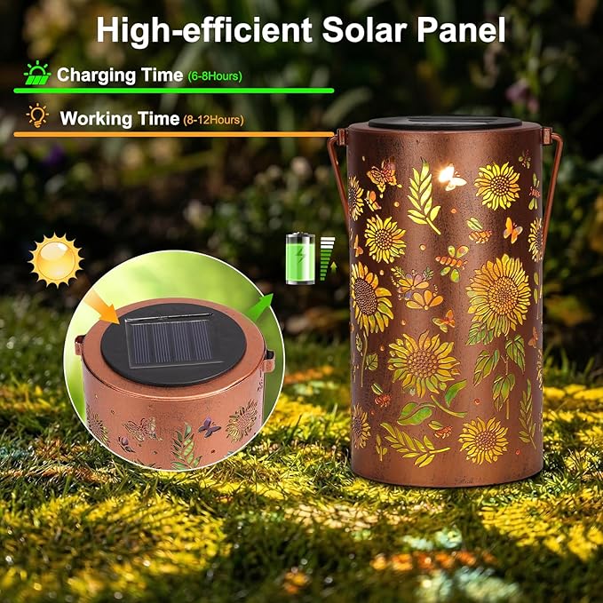 Sunflower Solar Lantern Outdoor Waterproof - Birthday Gifts for Women Mom Grandma Mothers Day Gifts Solar Lights Outdoor Garden Decor for Outside