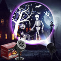 Halloween Projector Light with 1 Film Slides Holiday LED Projector Lights Outdoor Reflectors Waterproof Landscape Decorative Rotation Lighting Movement Projection Lamp(Skeletons and Dogs)