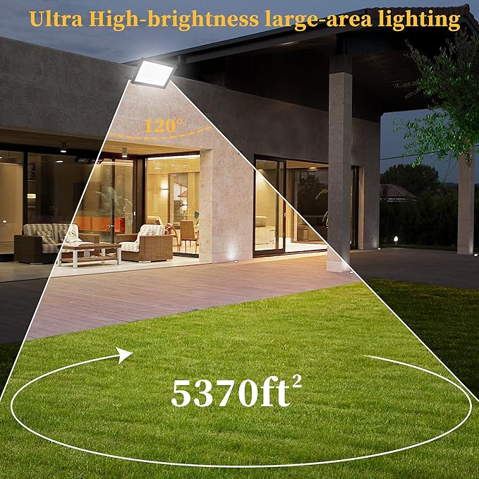 ADYENA 2 Pack 200W LED Flood Lights Outdoor Plug in 25000 LM Super Bright Led Stadium Lights Waterproof LED Work Light IP66 6000K Daylight White Floodlights for Patio Yard Garden Playground