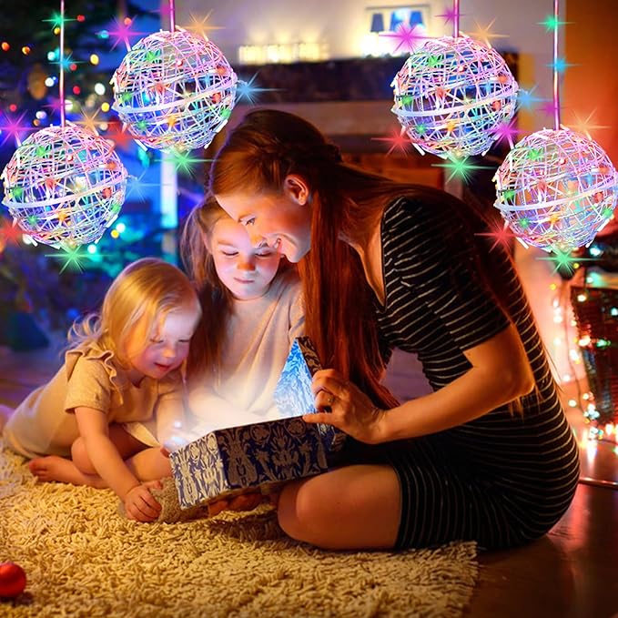Outdoor Christmas Balls Lights Tree Lights Waterproof 4 Pack 7.87 LED Hanging Globe Sphere Lights with 8 Lighting Modes Memory Timer Plug for Party Wedding Xmas Porch Patio Garden Yard Decorations