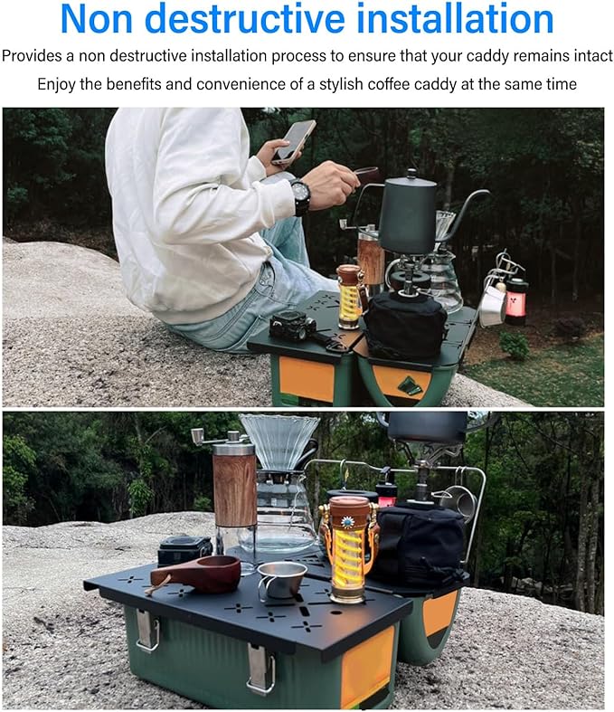 Aluminium Alloy Folding Table Top for Stanley Lunch Box Portable Coffee Station Camping Table Board with Elegant Hollow Pattern Ideal for Outdoor Coffee Enthusiasts