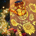Solar Lanterns Outdoor Sunflower Watering Can lights Waterproof Hanging Lanterns Solar Path Lights Outside Yard Patio Gardren Decor Gardening Christmas Gift for Mom Grandma Women with Shepherd Hook