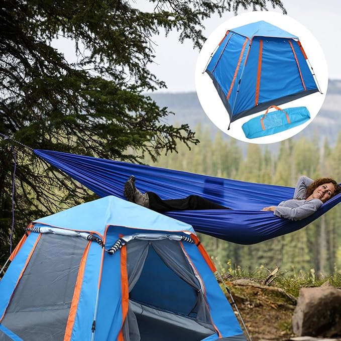 POPETPOP 1Set Outdoor Automatic Folding Camping Tent Person Family Tent for Easy Setup Spacious Design Durable Oxford for Camping Trips