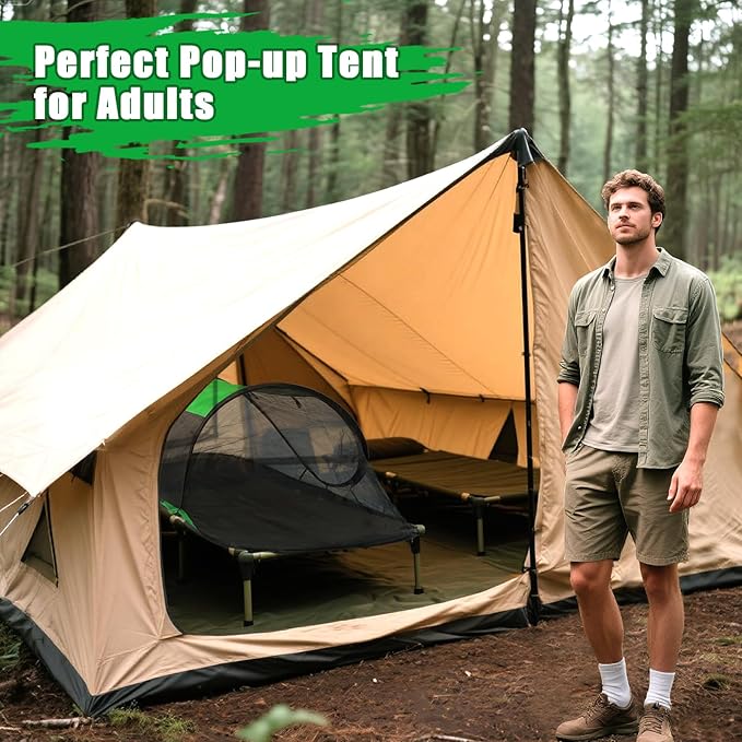 1 Person Pop-up Mosquito Tent for Camping - Breathable &amp Fine Mesh Camping Bug Screen Net with Carry Bag 7.5ft Instant Portable Screen Tent for Adults Men Women Summer Hiking