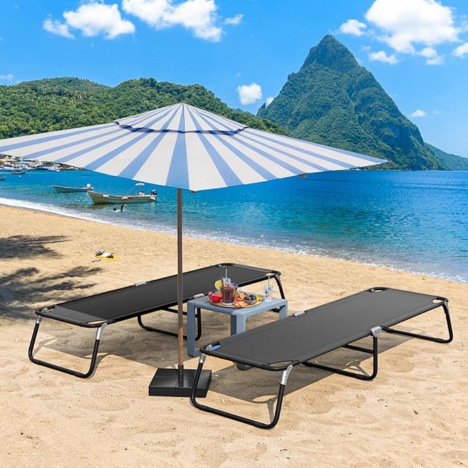 GYMAX Folding Camping Cot Portable Ultralight Compact Sleeping Cot Bed for Adults with Oxford Fabric for Outdoor Travel Backpacking Hiking Patio Home Office 330LBS (1 Black)