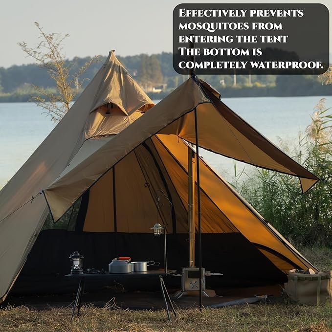 2 Person Mesh Inner with 3000mm Bath Floor for Tipi Hot Tent – Camping Hiking Hunting Fishing Waterproof Windproof Lightweight