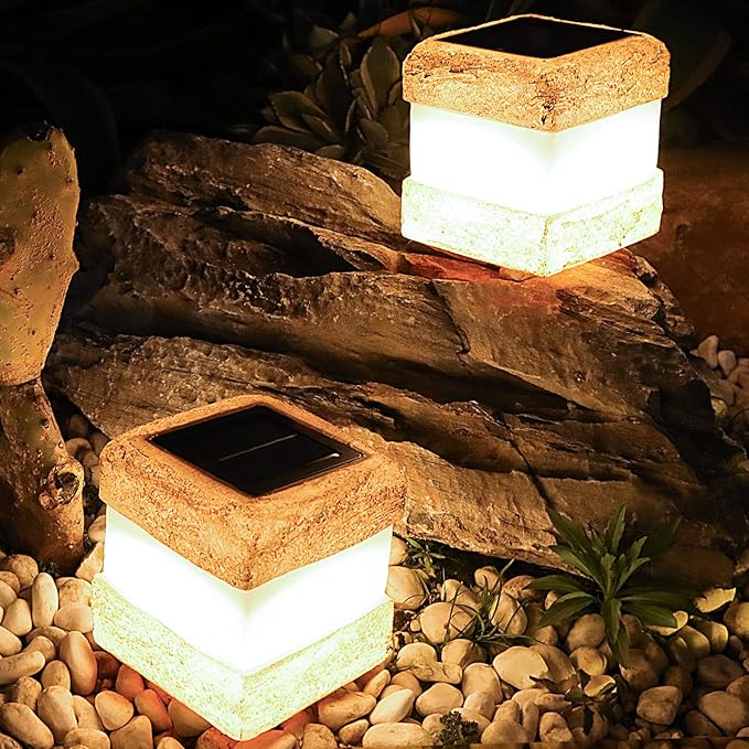 Larekook 2 Pack Solar Rock Light Christmas Decorations OutdoorSolar Lights Outdoor Waterproof Fake Rock Garden Statue with LED Light for Lawn Landscape Pathway Yard DecorGarden Gift for Women(Brown)