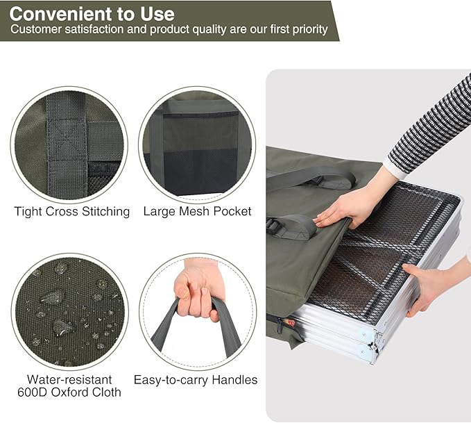 REDCAMP Folding Table Storage Bag WaterProof Carry Bag with Handles for Folding Picnic Camping Card Table Green 26 D x 5 W x 24 H